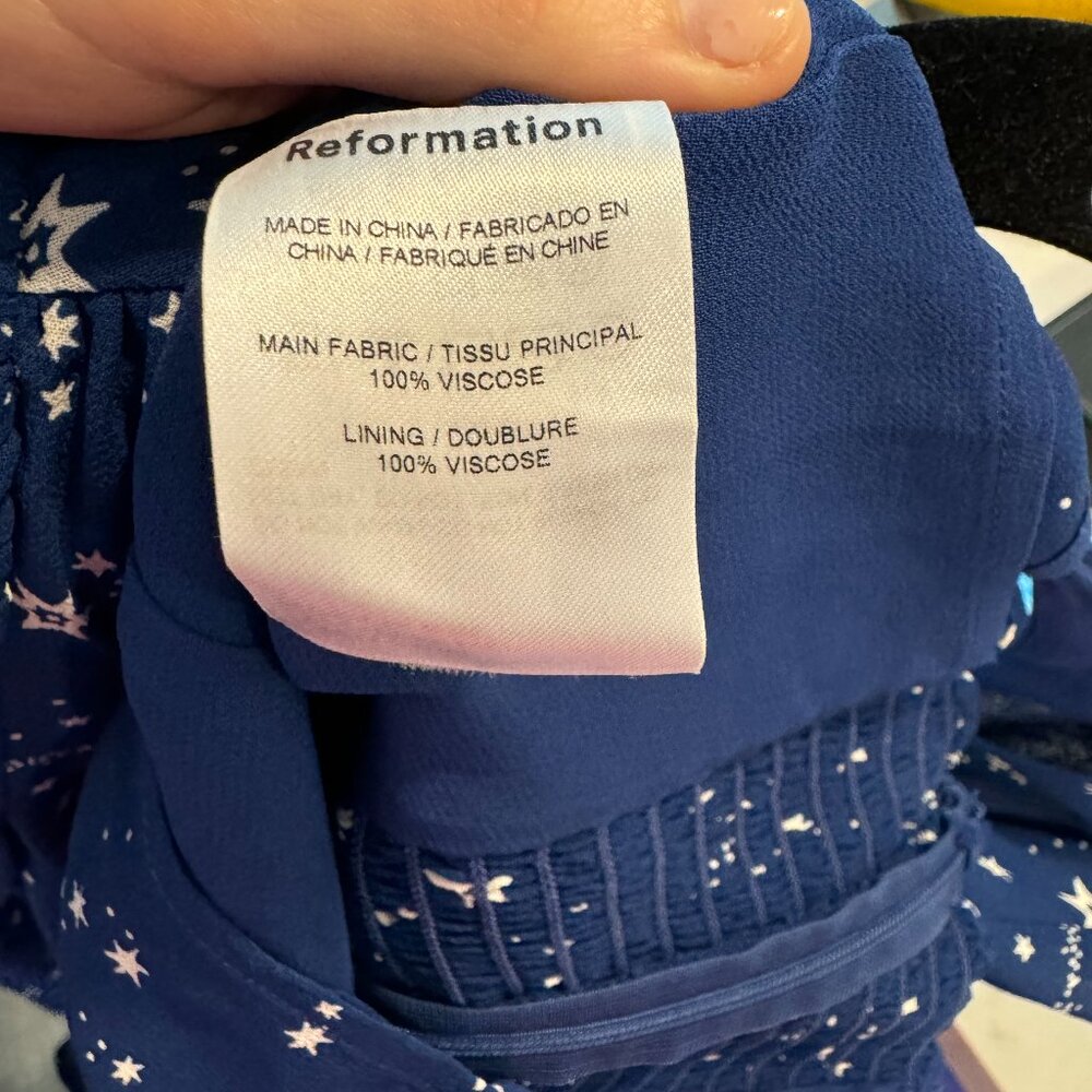 Reformation Michel Top Long Sleeve Blue Top in Starry Night - Picture 5 of 8